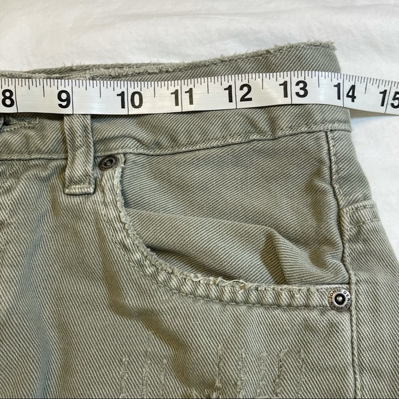 John John Olive Green Distressed Raw Hem Shorts - Picture 11 of 16